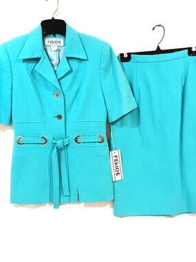 Felice Skirt Suit Size 4 (S) Vintage Women 2 Piece Outfit NWT Robin Egg Blue